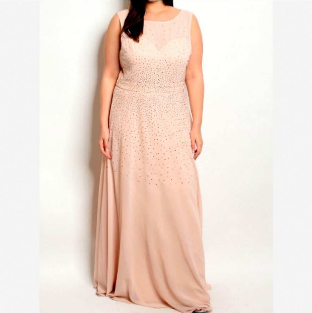 🆕Plus 1X  Blush Pink Peach PROM Formal Dress